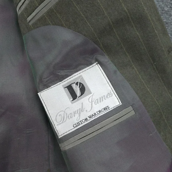 Daryl James Suit Mens 40 32x31 Green Pinstripe 2 Piece Bespoke Custom NFL Player